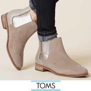 🆕Toms Genuine Suede &Metallic Accent Ankle Bootie